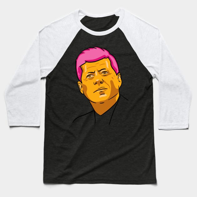 John F. Kennedy / JFK Portrait in Golden Aesthetic (With Pink Hair) Baseball T-Shirt by isstgeschichte